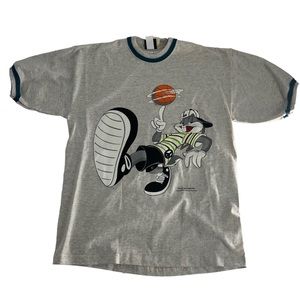 NWT Vintage Looney‎ Tunes Shirt Mens Large Grey Bugs Bunny 1993 Warners Bros NBA
